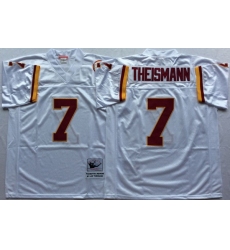 Men Redskins 7 Joe Theismann White M&N Throwback Jersey