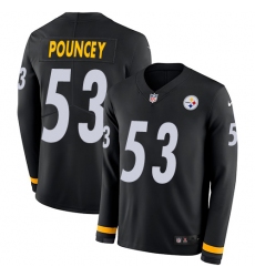 Men Steelers #53 Maurkice Pouncey Black Team Color Men Stitched NFL Limited Therma Long Sleeve Jersey