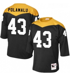 Mens Mitchell and Ness Pittsburgh Steelers 43 Troy Polamalu Elite Black 1967 Home Throwback NFL Jersey