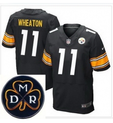Men's Nike Pittsburgh Steelers #11 Markus Wheaton Black Team Color NFL Elite MDR Dan Rooney Patch Jersey