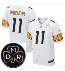 Men's Nike Pittsburgh Steelers #11 Markus Wheaton White NFL Elite MDR Dan Rooney Patch Jersey