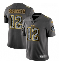 Mens Nike Pittsburgh Steelers 12 Terry Bradshaw Gray Static Vapor Untouchable Limited NFL Jersey