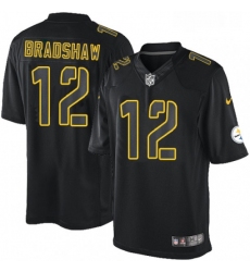 Mens Nike Pittsburgh Steelers 12 Terry Bradshaw Limited Black Impact NFL Jersey