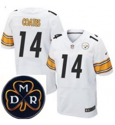 Men's Nike Pittsburgh Steelers #14 Sammie Coates White Stitched NFL Elite MDR Dan Rooney Patch Jersey