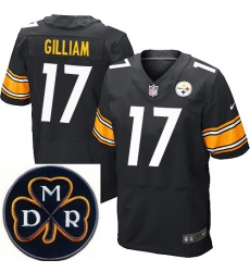 Men's Nike Pittsburgh Steelers #17 Joe Gilliam Black Stitched NFL Elite MDR Dan Rooney Patch Jersey