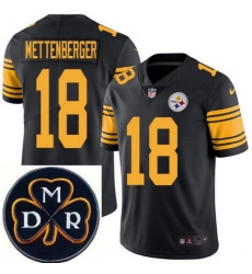 Men's Nike Pittsburgh Steelers #18 Zach Mettenberger Elite Black Rush NFL MDR Dan Rooney Patch Jersey