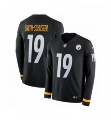 Mens Nike Pittsburgh Steelers 19 JuJu Smith Schuster Limited Black Therma Long Sleeve NFL Jersey