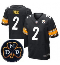 Men's Nike Pittsburgh Steelers #2 Michael Vick Black Team Color NFL Elite MDR Dan Rooney Patch Jersey