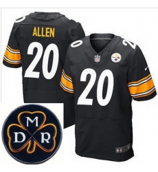 Men's Nike Pittsburgh Steelers #20 Will Allen Black Stitched NFL Elite MDR Dan Rooney Patch Jersey