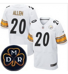 Men's Nike Pittsburgh Steelers #20 Will Allen White Stitched NFL Elite MDR Dan Rooney Patch Jersey