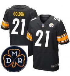 Men's Nike Pittsburgh Steelers #21 Robert Golden Elite Black NFL MDR Dan Rooney Patch Jersey