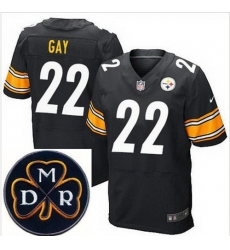 Men's Nike Pittsburgh Steelers #22 William Gay Black Team Color Stitched NFL Elite MDR Dan Rooney Patch Jersey