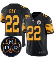 Men's Nike Pittsburgh Steelers #22 William Gay Elite Black Rush NFL MDR Dan Rooney Patch Jersey