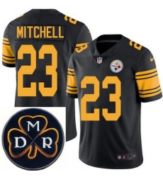 Men's Nike Pittsburgh Steelers #23 Mike Mitchell Elite Black Rush NFL MDR Dan Rooney Patch Jersey