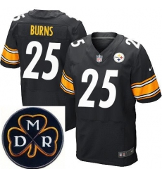 Men's Nike Pittsburgh Steelers #25 Artie Burns Black Team Color Stitched NFL Elite MDR Dan Rooney Patch Jersey