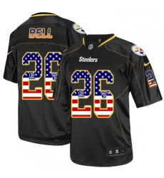 Mens Nike Pittsburgh Steelers 26 LeVeon Bell Elite Black USA Flag Fashion NFL Jersey