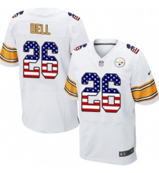 Mens Nike Pittsburgh Steelers 26 LeVeon Bell Elite White Road USA Flag Fashion NFL Jersey