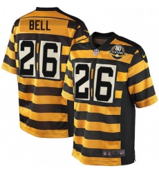 Mens Nike Pittsburgh Steelers 26 LeVeon Bell Elite YellowBlack Alternate 80TH Anniversary Throwback NFL Jersey