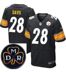 Men's Nike Pittsburgh Steelers #28 Sean Davis Black Team Color Stitched NFL Elite MDR Dan Rooney Patch Jersey