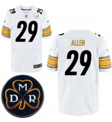 Men's Nike Pittsburgh Steelers #29 Brian Allen White Stitched NFL Elite MDR Dan Rooney Patch Jersey