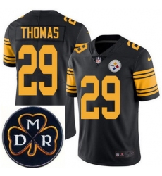 Men's Nike Pittsburgh Steelers #29 Shamarko Thomas Elite Black Rush NFL MDR Dan Rooney Patch Jersey