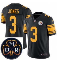 Men's Nike Pittsburgh Steelers #3 Landry Jones Elite Black Rush NFL MDR Dan Rooney Patch Jersey