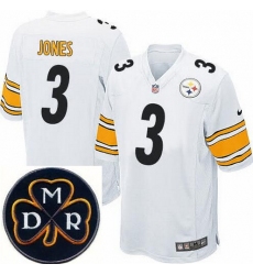 Men's Nike Pittsburgh Steelers #3 Landry Jones White NFL Elite MDR Dan Rooney Patch Jersey