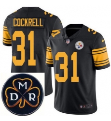 Men's Nike Pittsburgh Steelers #31 Ross Cockrell Elite Black Rush NFL MDR Dan Rooney Patch Jersey