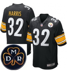 Men's Nike Pittsburgh Steelers #32 Franco Harris Black NFL Elite MDR Dan Rooney Patch Jersey