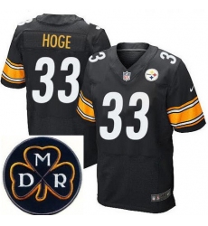 Men's Nike Pittsburgh Steelers #33 Merril Hoge Elite Black NFL MDR Dan Rooney Patch Jersey