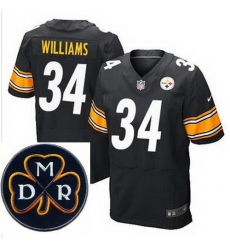 Men's Nike Pittsburgh Steelers #34 DeAngelo Williams Black Team Color Stitched NFL Elite MDR Dan Rooney Patch Jersey