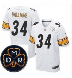 Men's Nike Pittsburgh Steelers #34 DeAngelo Williams White Stitched NFL Elite MDR Dan Rooney Patch Jersey