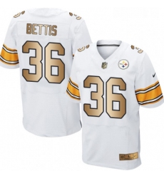 Mens Nike Pittsburgh Steelers 36 Jerome Bettis Elite WhiteGold NFL Jersey