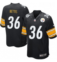 Mens Nike Pittsburgh Steelers 36 Jerome Bettis Game Black Team Color NFL Jersey