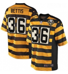 Mens Nike Pittsburgh Steelers 36 Jerome Bettis Game YellowBlack Alternate 80TH Anniversary Throwback NFL Jersey