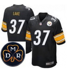 Men's Nike Pittsburgh Steelers #37 Carnell Lake Elite Black NFL MDR Dan Rooney Patch Jersey