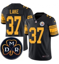 Men's Nike Pittsburgh Steelers #37 Carnell Lake Elite Black Rush NFL MDR Dan Rooney Patch Jersey