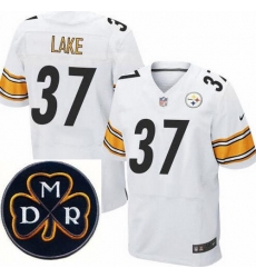 Men's Nike Pittsburgh Steelers #37 Carnell Lake Elite White NFL MDR Dan Rooney Patch Jersey