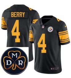 Men's Nike Pittsburgh Steelers #4 Jordan Berry Elite Black Rush NFL MDR Dan Rooney Patch Jersey