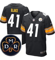 Men's Nike Pittsburgh Steelers #41 Antwon Blake Black Team Color Stitched NFL Elite MDR Dan Rooney Patch Jersey
