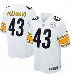 Mens Nike Pittsburgh Steelers 43 Troy Polamalu Game White NFL Jersey