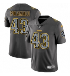 Mens Nike Pittsburgh Steelers 43 Troy Polamalu Gray Static Vapor Untouchable Limited NFL Jersey