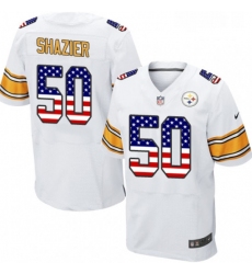 Mens Nike Pittsburgh Steelers 50 Ryan Shazier Elite White Road USA Flag Fashion NFL Jersey