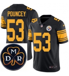 Men's Nike Pittsburgh Steelers #53 Maurkice Pouncey Elite Black Rush NFL MDR Dan Rooney Patch Jersey