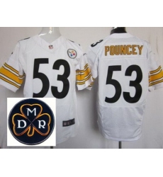 Men's Nike Pittsburgh Steelers #53 Maurkice Pouncey White Elite MDR Dan Rooney Patch Jerseys