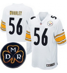 Men's Nike Pittsburgh Steelers #56 Lamarr Woodley White Elite MDR Dan Rooney Patch Jerseys