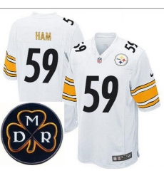 Men's Nike Pittsburgh Steelers #59 Jack Ham Elite White NFL MDR Dan Rooney Patch Jersey