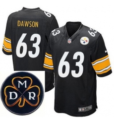 Men's Nike Pittsburgh Steelers #63 Dermontti Dawson Elite Black NFL MDR Dan Rooney Patch Jersey
