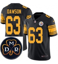 Men's Nike Pittsburgh Steelers #63 Dermontti Dawson Elite Black Rush NFL MDR Dan Rooney Patch Jersey
