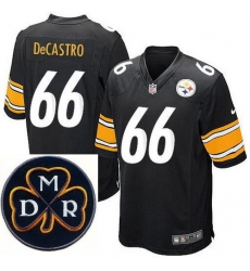 Men's Nike Pittsburgh Steelers #66 David DeCastro Black Elite MDR Dan Rooney Patch Jerseys